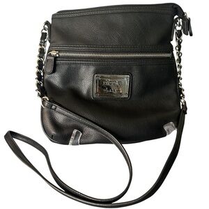 Nicole Miller Black Crossbody Bag with decorative gold chain embellishment